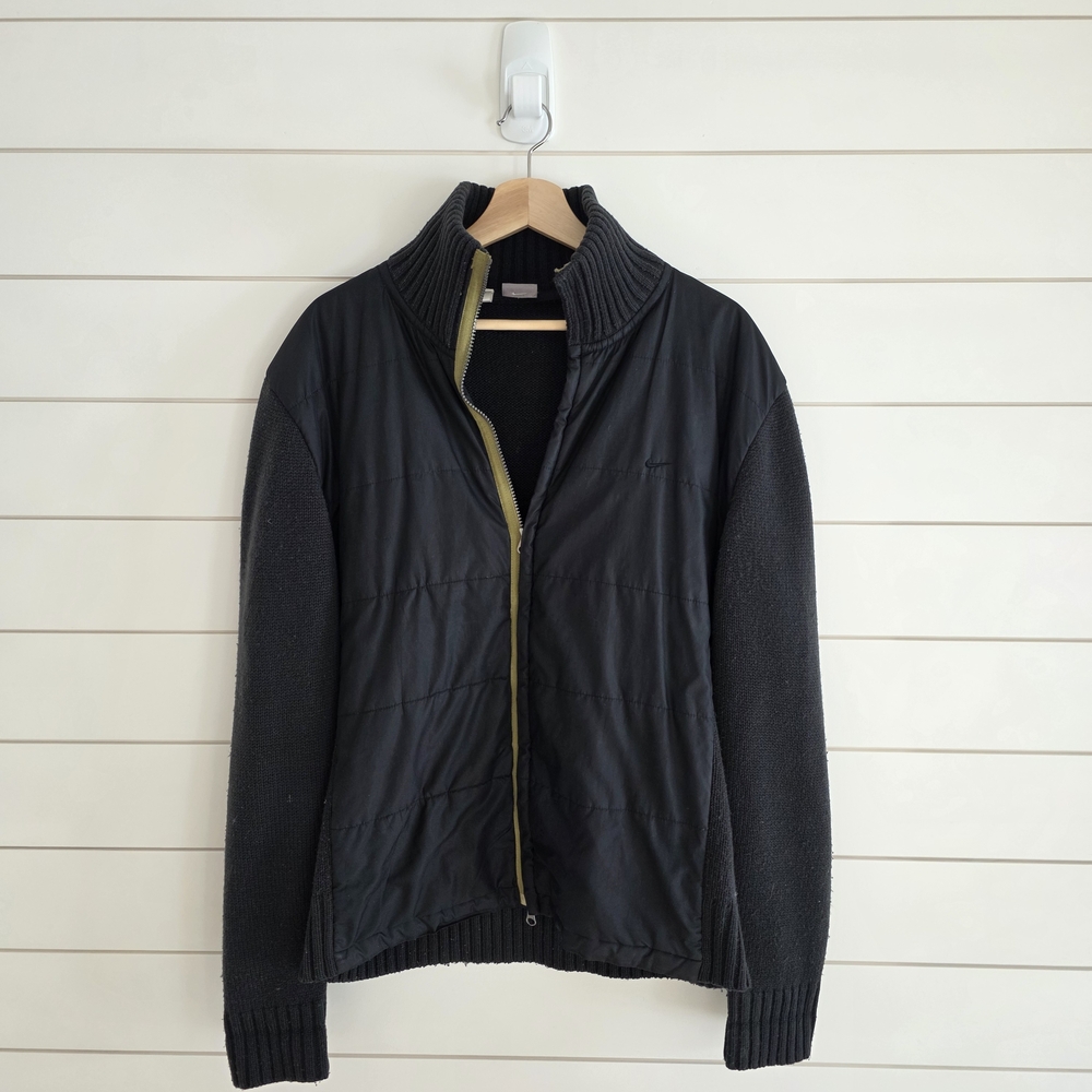 Nike Vintage Y2K Hybrid Quilted Puffer Knit Cardigan Jacket - Black